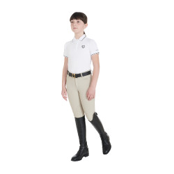 Polo de treino técnico infantil em tecido antibacteriano Equestro Branco