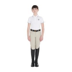 Polo de treino técnico infantil em tecido antibacteriano Equestro Branco