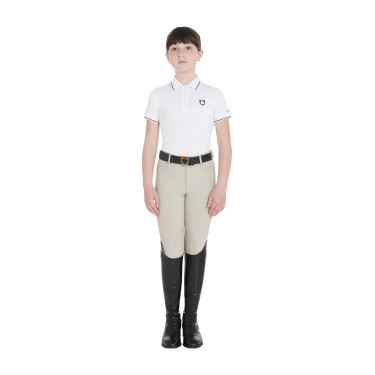 Polo de treino técnico infantil em tecido antibacteriano Equestro Branco