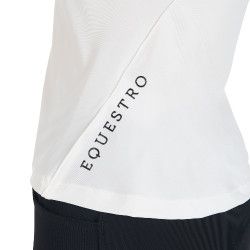 Polo de treino técnico ajustado com zíper feminino Equestro Branco