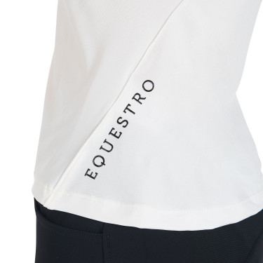 Polo de treino técnico ajustado com zíper feminino Equestro Branco