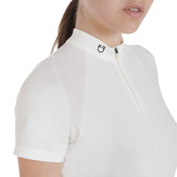 Polo de treino técnico ajustado com zíper feminino Equestro Branco
