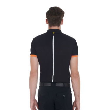 Polo de treino masculino com zíper e detalhes contrastantes Equestro Polo de treino masculino com zíper e detalhes contrastantes Equestro