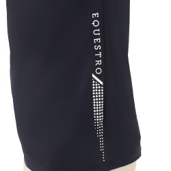 Polo de treino bicolor ajustado de manga curta com fecho éclair para homem Equestro Blazer marinho / branco antigo Azul-marinho