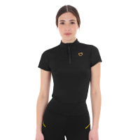 Polo com inserções em malha feminino Equestro Preto Polo com inserções em malha feminino Equestro Preto