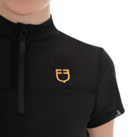 Polo com inserções em malha feminino Equestro Preto Polo com inserções em malha feminino Equestro Preto