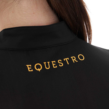 Polo com inserções em malha feminino Equestro Preto