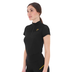 Polo com inserções em malha feminino Equestro Preto