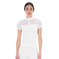 Polo com inserções em malha feminino Equestro Branco Polo com inserções em malha feminino Equestro Branco