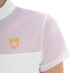 Polo com inserções em malha feminino Equestro Branco