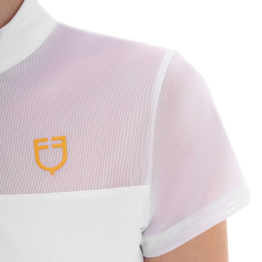 Polo com inserções em malha feminino Equestro Branco