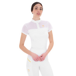 Polo com inserções em malha feminino Equestro Branco