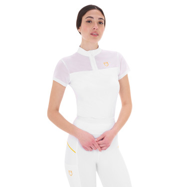 Polo com inserções em malha feminino Equestro Branco