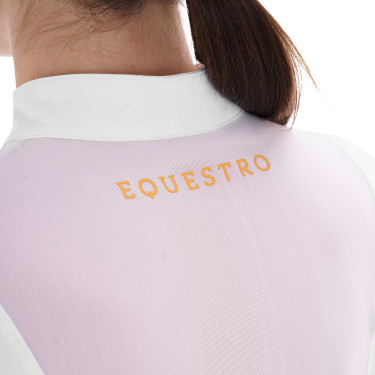 Polo com inserções em malha feminino Equestro Branco