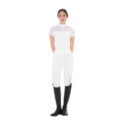 Polo com inserções em malha feminino Equestro Branco