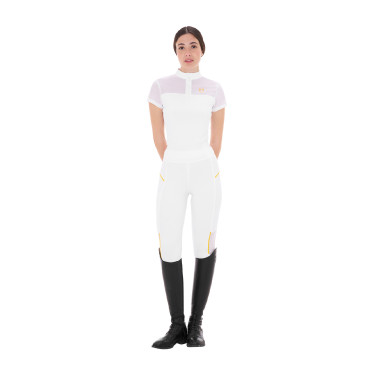 Polo com inserções em malha feminino Equestro Branco