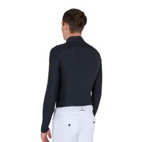 Polo de treino ajustado de mangas compridas masculino Equestro Preto Polo de treino ajustado de mangas compridas masculino Equestro Preto