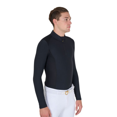 Polo de treino ajustado de mangas compridas masculino Equestro Preto
