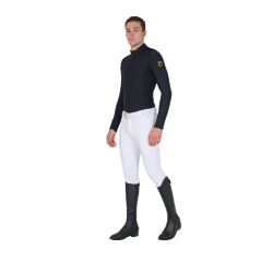 Polo de treino ajustado de mangas compridas masculino Equestro Preto