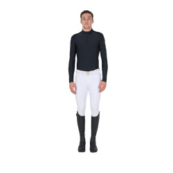 Polo de treino ajustado de mangas compridas masculino Equestro Preto