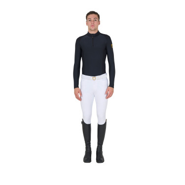 Polo de treino ajustado de mangas compridas masculino Equestro Preto