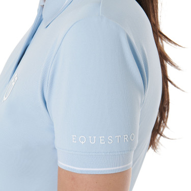 Polo de treino ajustado em tecido respirável feminino Equestro Polo de treino ajustado em tecido respirável feminino Equestro