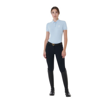Polo de treino ajustado em tecido respirável feminino Equestro Polo de treino ajustado em tecido respirável feminino Equestro