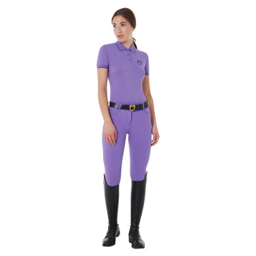Polo de treino ajustado em tecido respirável feminino Equestro Polo de treino ajustado em tecido respirável feminino Equestro