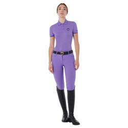 Polo de treino ajustado em tecido respirável feminino Equestro Dália violeta