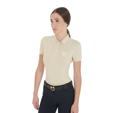 Polo de treino ajustado em tecido respirável feminino Equestro Polo de treino ajustado em tecido respirável feminino Equestro