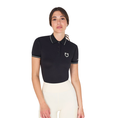Polo de treino ajustado em tecido respirável feminino Equestro Polo de treino ajustado em tecido respirável feminino Equestro