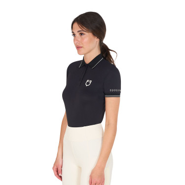 Polo de treino ajustado em tecido respirável feminino Equestro Polo de treino ajustado em tecido respirável feminino Equestro