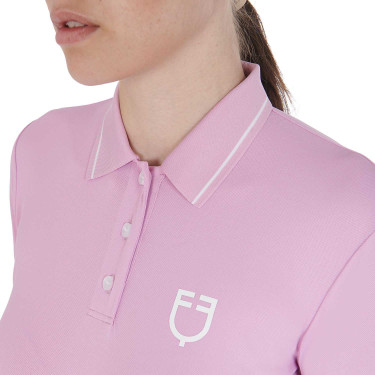 Polo de treino ajustado em tecido respirável feminino Equestro Polo de treino ajustado em tecido respirável feminino Equestro