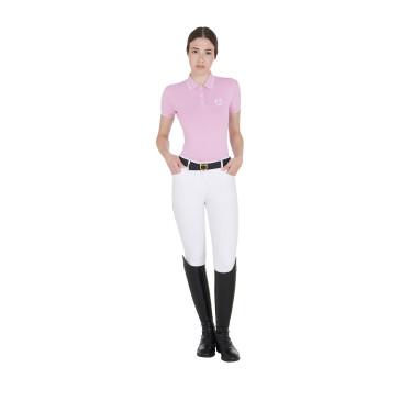 Polo de treino ajustado em tecido respirável feminino Equestro Polo de treino ajustado em tecido respirável feminino Equestro