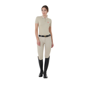 Polo de treino ajustado em tecido respirável feminino Equestro Polo de treino ajustado em tecido respirável feminino Equestro