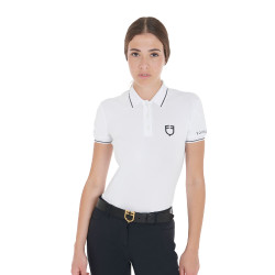 Polo de treino ajustado em tecido respirável feminino Equestro Branco
