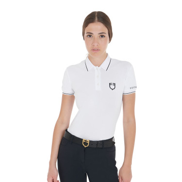 Polo de treino ajustado em tecido respirável feminino Equestro Polo de treino ajustado em tecido respirável feminino Equestro