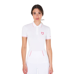 Polo de treino ajustado em tecido respirável feminino Equestro Branco / madressilva