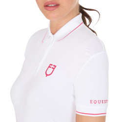 Polo de treino ajustado em tecido respirável feminino Equestro Branco / madressilva