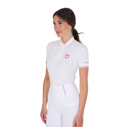 Polo de treino ajustado em tecido respirável feminino Equestro Branco / madressilva