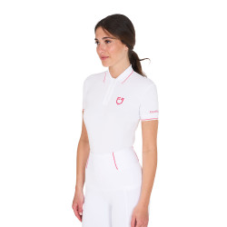 Polo de treino ajustado em tecido respirável feminino Equestro Branco / madressilva