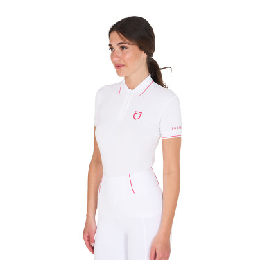 Polo de treino ajustado em tecido respirável feminino Equestro Polo de treino ajustado em tecido respirável feminino Equestro
