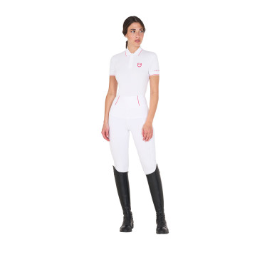 Polo de treino ajustado em tecido respirável feminino Equestro Polo de treino ajustado em tecido respirável feminino Equestro