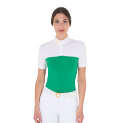 Polo ajustado em tecido técnico e mesh de manga curta feminino Equestro