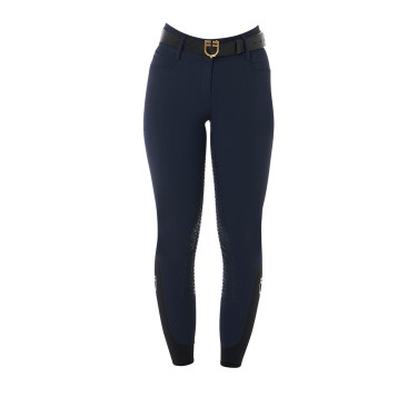 Calça de cintura alta com grip integral feminina Equestro Marinho Azul-marinho
