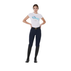 Calça de cintura alta com grip integral feminina Equestro Marinho Azul-marinho