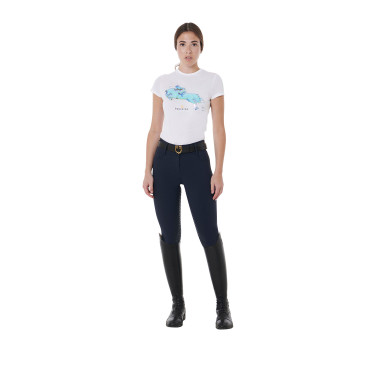 Calça de cintura alta com grip integral feminina Equestro Marinho Azul-marinho