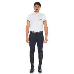 Calça masculina Zeus com grip no joelho em algodão elástico Equestro Marinho Azul-marinho Calça masculina Zeus com grip no joelho em algodão elástico Equestro Marinho Azul-marinho