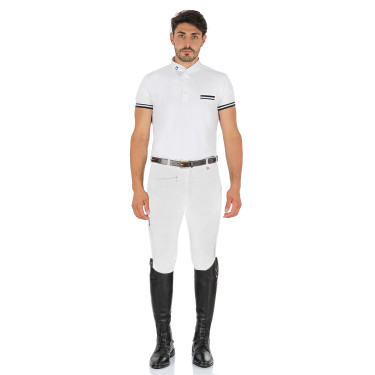 Calça masculina Zeus com grip no joelho em algodão elástico Equestro Branco