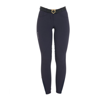 Calça feminina com grip no joelho em tecido técnico Clio Equestro Marinho Azul-marinho Calça feminina com grip no joelho em tecido técnico Clio Equestro Marinho Azul-marinho